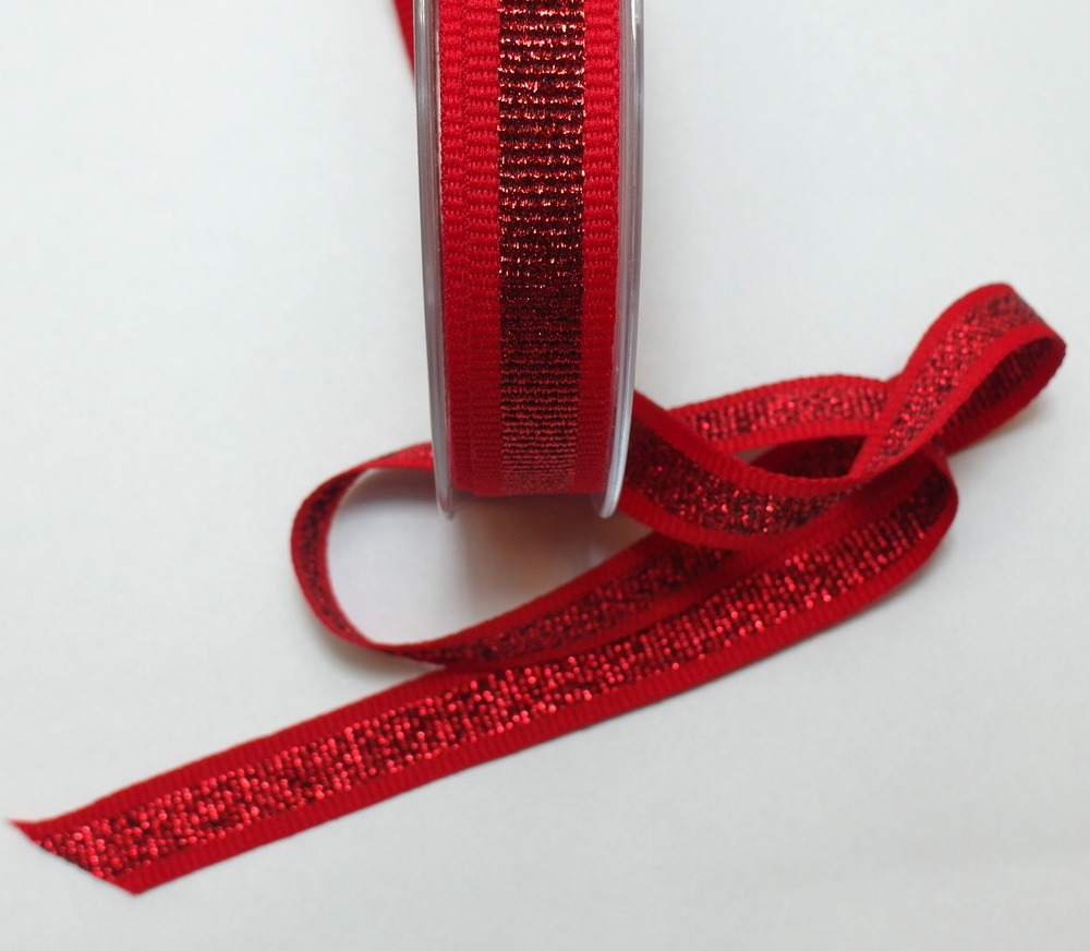 Ripsband mit Glitzer Rot