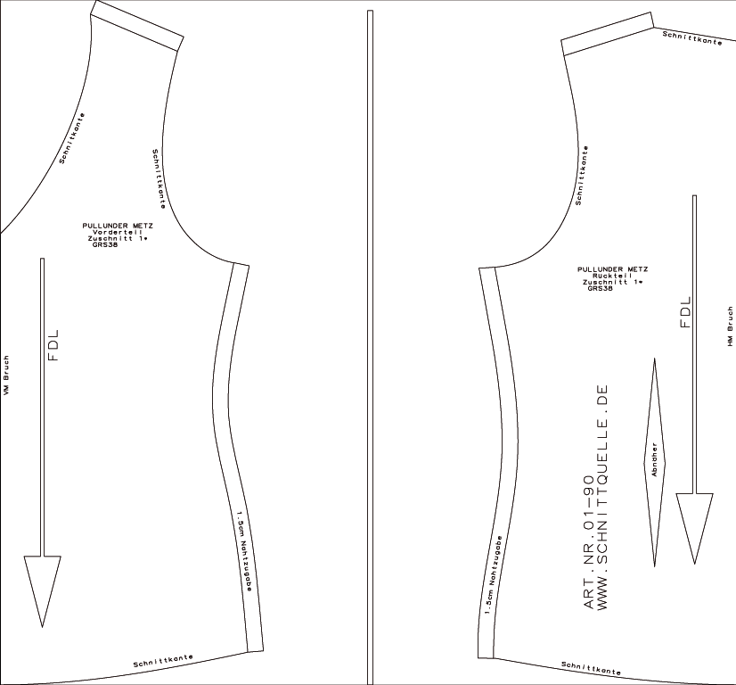 Schnittmuster von Schnittquelle Pullunder Metz  